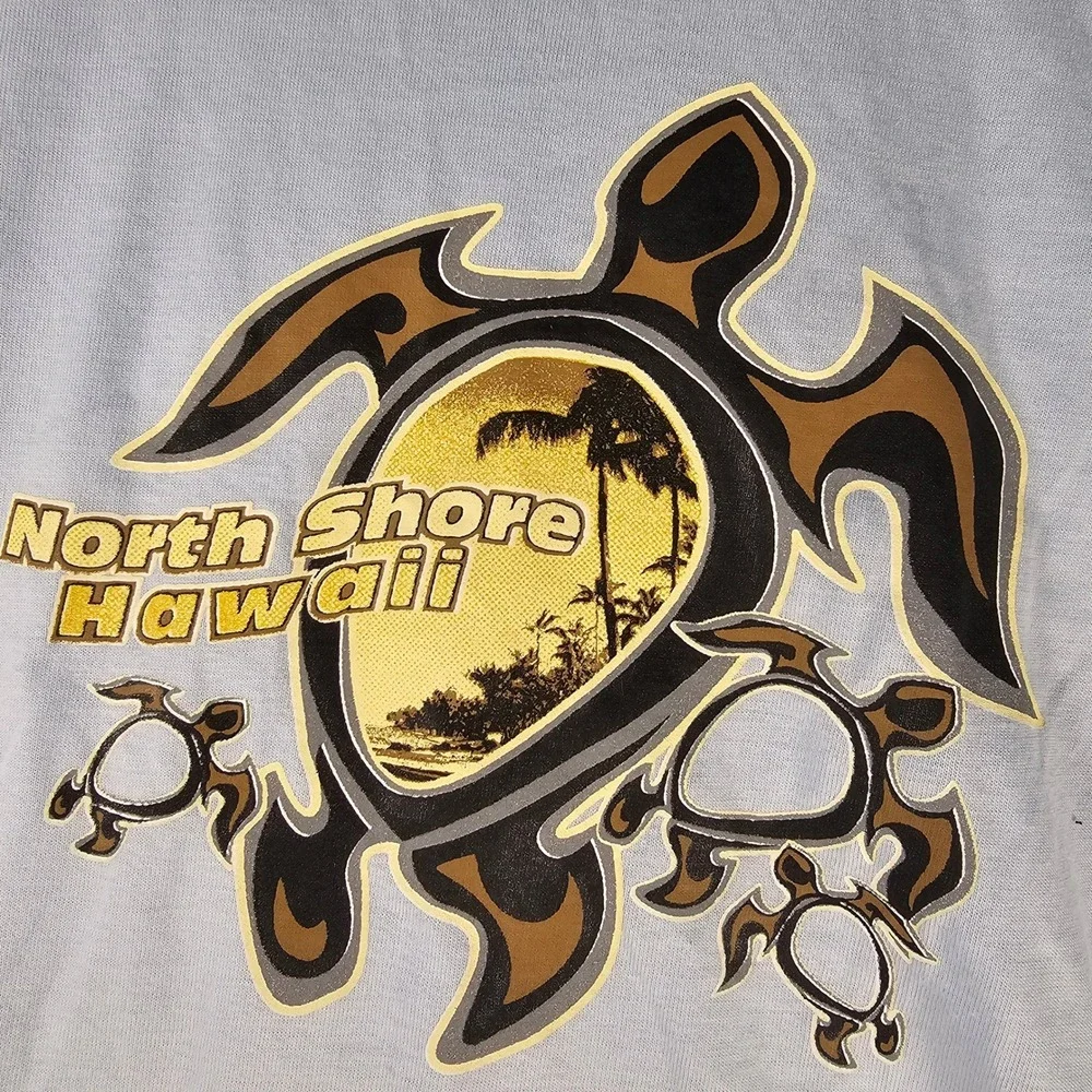 Cotton Heritage North‎ Shore Hawaii Sea Turtle Graphic T-Shirt Light Blue Large